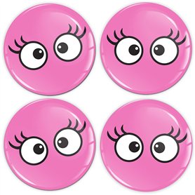 Biomar Labs® 4 x 60mm Autocollant 3D Silicone pour Cache-Moyeu Enjoliveurs Centre de Roue Caches Emblème Cils Roses A 1760