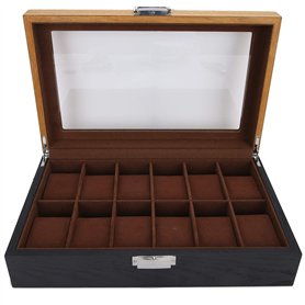 Pssopp Boîtier de Montre à 12 Fentes Boîte de Montre en Bois Massif Étui de Collection de Rangement pour Hommes et Femmes