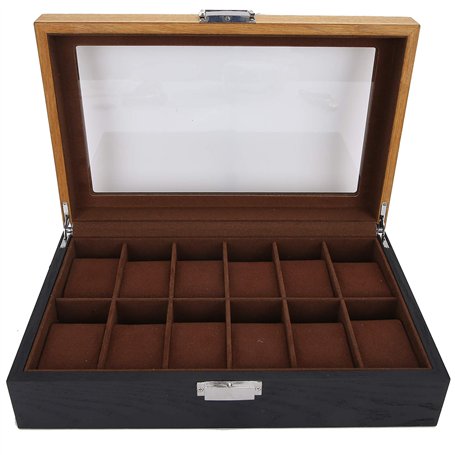 Pssopp Boîtier de Montre à 12 Fentes Boîte de Montre en Bois Massif Étui de Collection de Rangement pour Hommes et Femmes