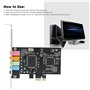 Carte Son PCIe, Carte Son PCIe 5.1 6 Canaux Carte Son Surround Stéréo 5 Ports pour Ordinateur PC avec Emplacements PCI-Express, 