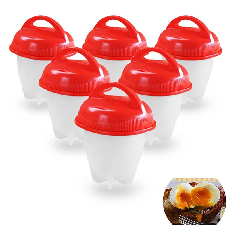 6 Pcs Chaudière à Oeufs, Cuisine Antiadhésifs Chaudière à Oeufs en Silicone Sans Coquille, Cuiseur d'oeufs Coquetier Gel Silice 