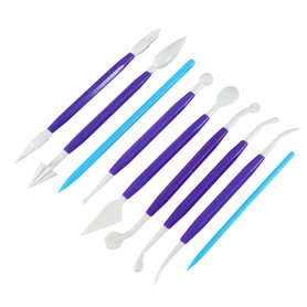9 pièces en Plastique poterie Sculpture Outil Ensemble Double têtes poterie Argile Sculpture Outils Bricolage Argile Sculpture E