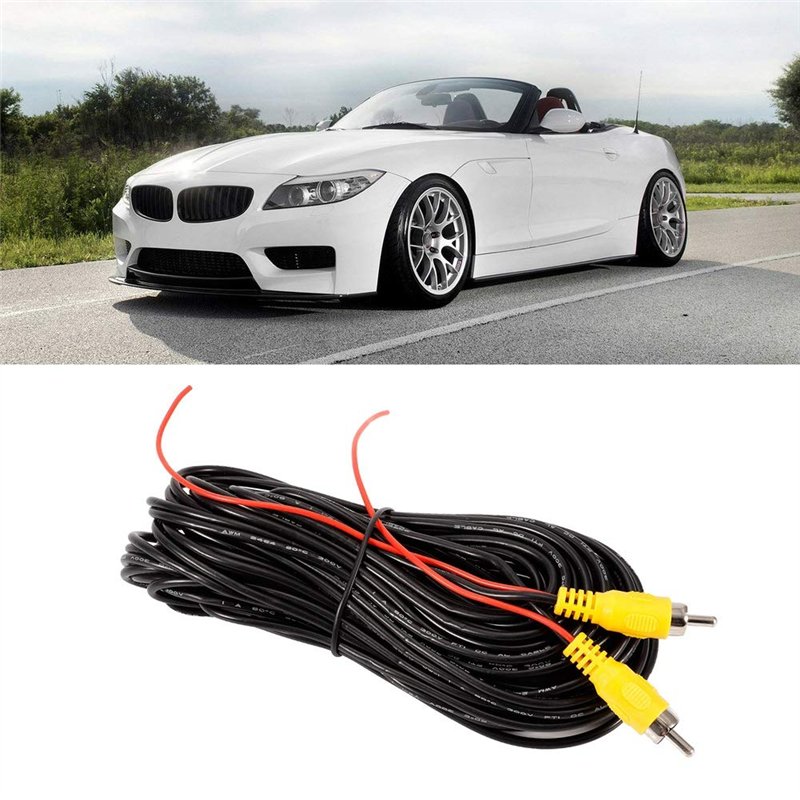 Image secondaire de Qiilu 15m caméra de recul câble à mâle à mâle câble Audio vidéo AV Cordon 15m / 49.2ft pour caméra arrière de Voiture Lecteur DV