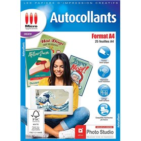 Papier Autocollant Imprimante -25 Feuilles Adhésif Blanc Mate