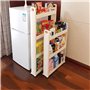 Chariot À Roulettes 10cm De Large, Desserte Cuisine, Étagères De Rangement Pliables Avec Roues, Organisateur De Chariot Utilitai