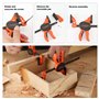 JORGENSEN Jeu de 2 Mini Serre-Joints et 4 Pinces à Ressort avec Ouverture de 25, 50mm, Serre-Joint à une Main de Libération Rapi