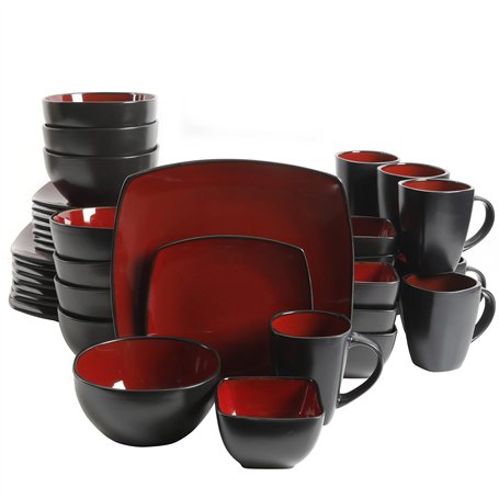 Gibson Soho Lounge Service de table carré 40 pièces – Rouge