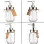 Plomkeest Distributeur de savon Mason Jar en verre transparent avec pompe en acier inoxydable pour salle de bain, cuisine, décor