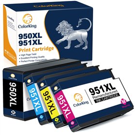 ColorKing Reconditionné 950XL 951XL Cartouches d'encre Remplacement pour HP 950XL 951XL pour HP Officejet Pro 8600 8620 8610 810
