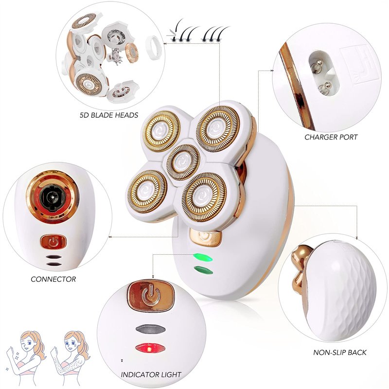 Image secondaire de Rasoir Electrique Femme Sans Douleur Flawless, Intime Imperméable Épilateur Visage pour Aisselles, Jambe, Bras, Corps, Bikini Re