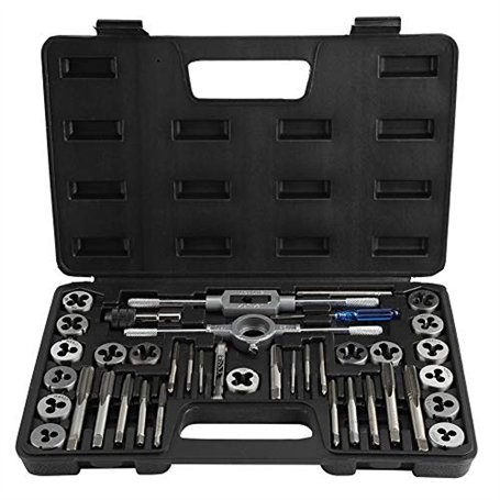 Lot de Tarauds et Filières M3 M4 M5 M6 M7 M8 M10 M12 avec Clés et Boîte de Rangement Portable Kit Tarauds à Goujure Filières de
