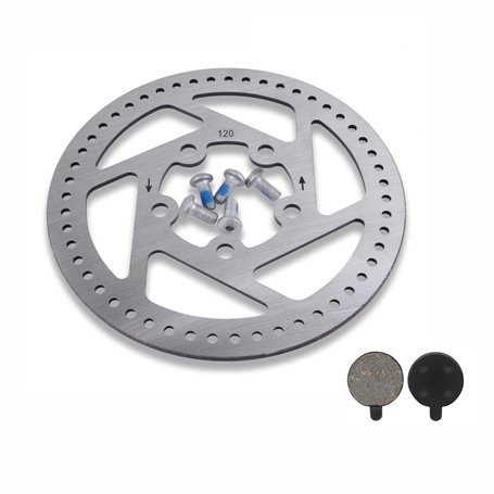 Yungeln Disque de frein 120 mm et 2 plaquettes de frein avec 5 trous pour accessoire trottinette électrique xiaomi m365 pro