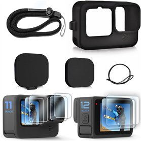 FiTSTILL étui de protection en silicone pour Go pro Hero 12/Hero 11/Hero 10/Hero 9 Black