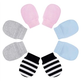 4 Paires de Bébé Gants Doux Ajustable Anti-Rayures Moufle Naissance pour Garçon Filles 0-6 Mois