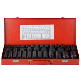 Lot de 35 douilles à choc 1/2" 6 pans 8-32 mm métriques profondes Outils de garage