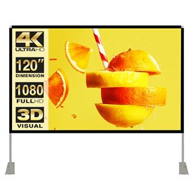 Écran de Projection avec Support 120 Pouces 16:9 HD 4K Écran de Projection intérieur extérieur pour cinéma Maison Écran de Proje