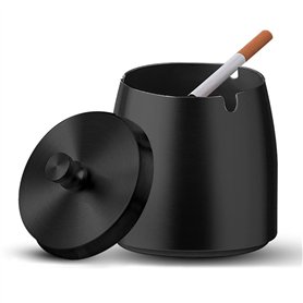 Cendrier Cigare Metal avec Couvercle Grand Ashtray Exterieur Interieur