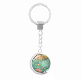 IKAAR Porte-clés en forme de globe terrestre rotatif double face avec carte du monde