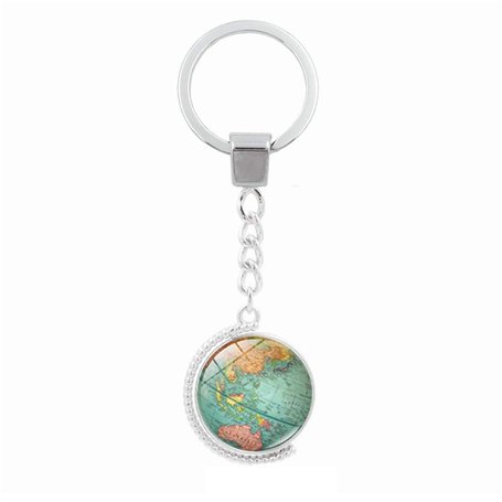 IKAAR Porte-clés en forme de globe terrestre rotatif double face avec carte du monde
