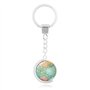 IKAAR Porte-clés en forme de globe terrestre rotatif double face avec carte du monde, multicolore, S, Motif