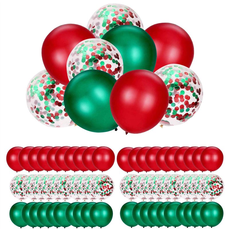 Yisscen Confettis Ballons de Noël Vert Rouge Ballon en Latex pour Anniversaire Décoration Noël Fête Fournitures 80 pièces