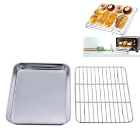 CHICIEVE Plaque de cuisson avec grille de refroidissement amovible en acier inoxydable pour barbecue (poêle + 1 support) (36 x 2