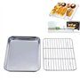 CHICIEVE Plaque de cuisson avec grille de refroidissement amovible en acier inoxydable pour barbecue (poêle + 1 support) (36 x 2
