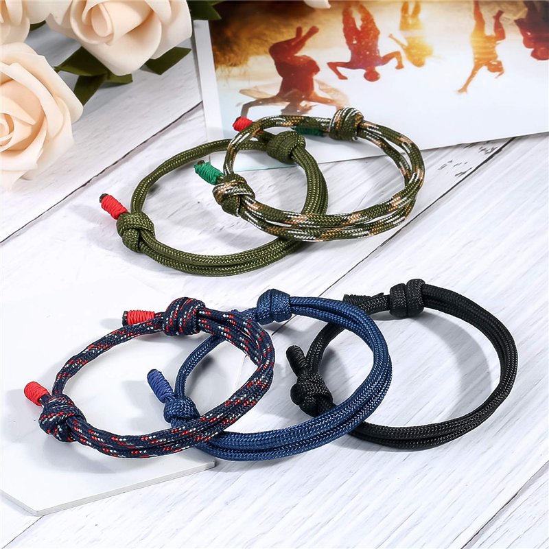 Image secondaire de 5 pièces tressé bracelets ensemble pour homme femme, bracelet de surf nautique coloré cordon corde marine pour hommes hommes gar