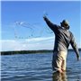 SANON Filet de Pêche à la Main en Nylon Monofilament Avec Corde, Appât Piège, Φ2.4m / 95pouces, Maille de 0,5 Doigt