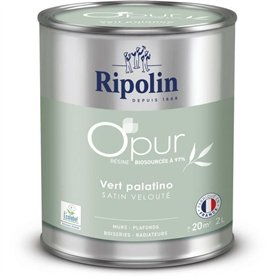 O'pur murs boiseries radiateurs vert palatino satin velouté - RIPOLIN - 2 L