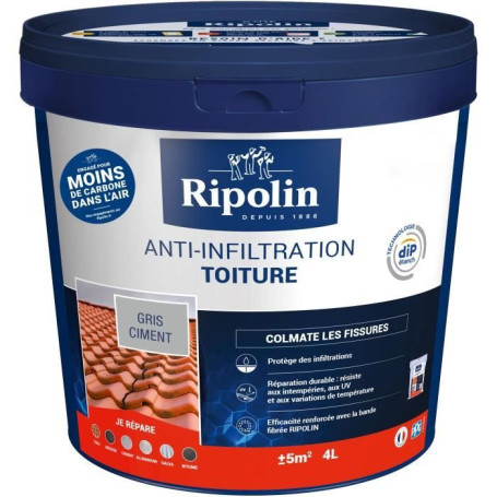 Anti-infiltrations toiture gris ciment - RIPOLIN - 4 L