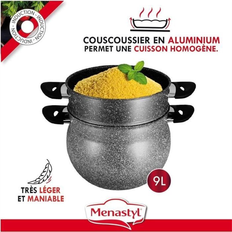 Image secondaire de Couscoussier - MENASTYL - 6020033 - En aluminium effet marbre - 9 litres - Tous feux dont induction