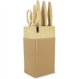 Bloc de couteaux 6 pieces - MENASTYL - 5041064 - Lame céramique - En polypropylene - Noisette