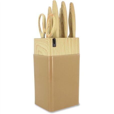 Bloc de couteaux 6 pieces - MENASTYL - 5041064 - Lame céramique - En polypropylene - Noisette