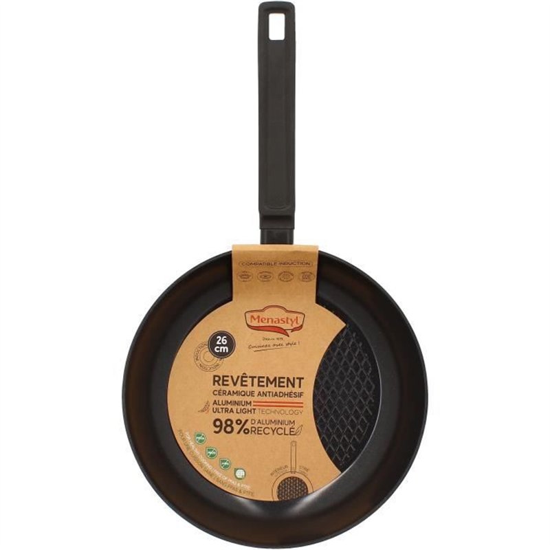 Image secondaire de Poele - MENASTYL - 6020637 - En aluminium forgé - 26 cm - Noir - Tous feux dont induction