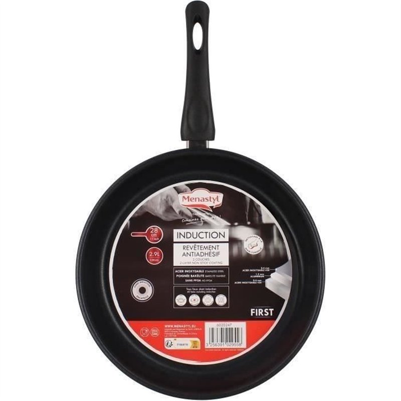 Poele - MENASTYL - 6020247 - En acier inoxydable - 28 cm - Tous feux dont induction