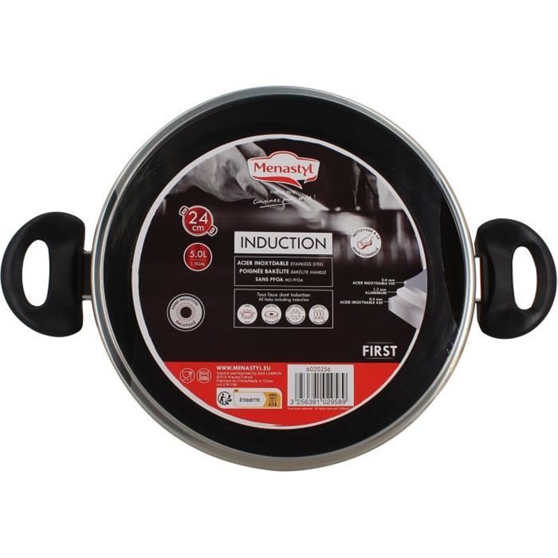 Image secondaire de Faitout - MENASTYL - 6020256 - En acier inoxydable - 24 cm - Tous feux dont induction