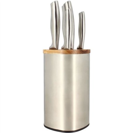 Bloc de couteaux 5 pieces - MENASTYL - 5041070 - En acier inoxydable - Bois