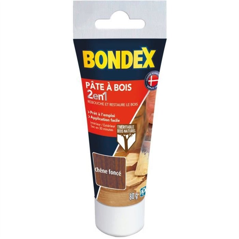 Pâte a bois 2 en 1 - BONDEX - Chene foncé - 80 gr