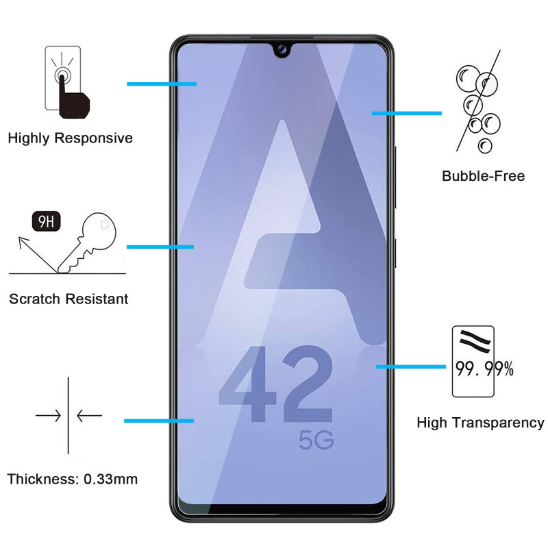 Image secondaire de NEW'C Lot de 2, Verre Trempé pour Samsung Galaxy A42 5G, Galaxy M12, Film en Protection écran efficace contre les Rayures - sans