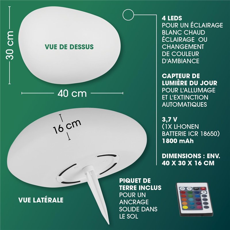 Image secondaire de EASYmaxx Pierre décorative solaire | Lampe de jardin moderne avec éclairage DEL et changement de couleur | Résistante aux intemp