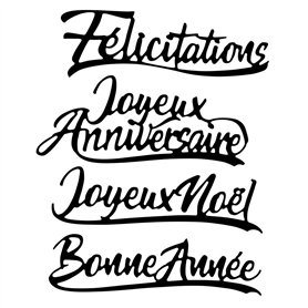 Ideen mit Herz Lot de 4 Matrices de découpe Lettres de vœux | Dies Scrapbooking | Félicitations