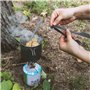 Navaris Kit 3X Couvert Camping Pliable - Couteau Fourchette Cuillère - Set Couverts en Titane avec Crochet - Camping Voyage Rand