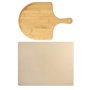 Navaris Pierre à Pizza avec Pelle - Kit Pierre Pizza Rectangulaire XL 38x30cm et Pelle en Bambou - Four Traditionnel Bois Barbec