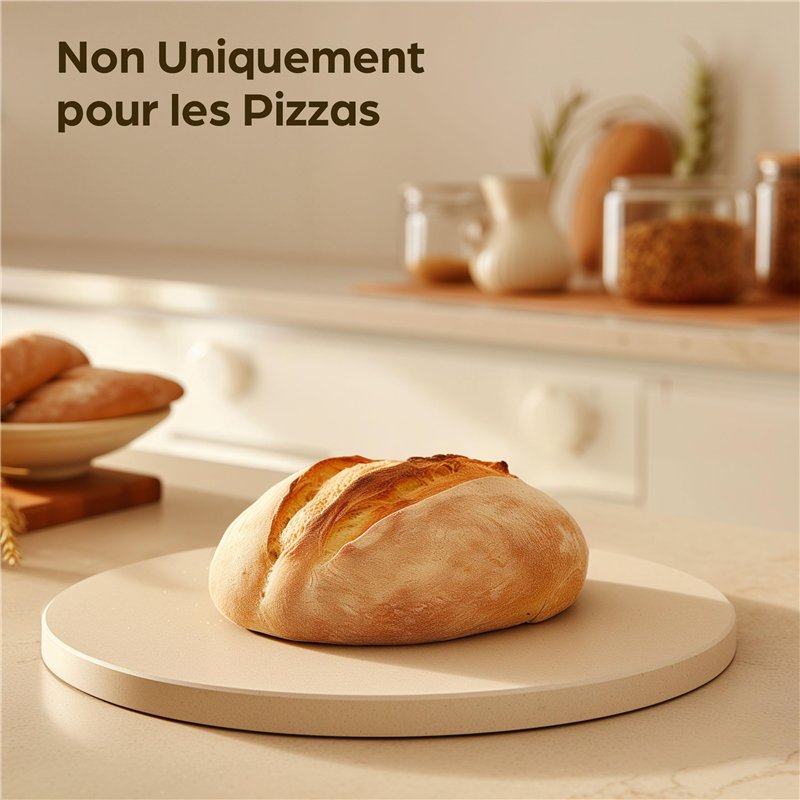 Image secondaire de Praknu Pierre a Pizza pour Four - Rond 30cm - Pierre Pizza en Cordiérite à Four et Barbecue - Pour Pizzas Croustillantes