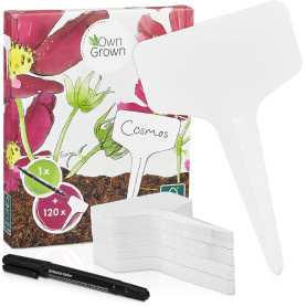 Étiquettes à piquer : Premium Plant Plug en plastique avec 120x étiquettes à piquer et stylo - Jolies étiquettes à piquer résist