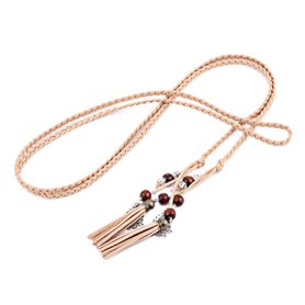 BYFRI Taille Femmes corde avec pompons et perles à la main Ceinture pour dames Robe