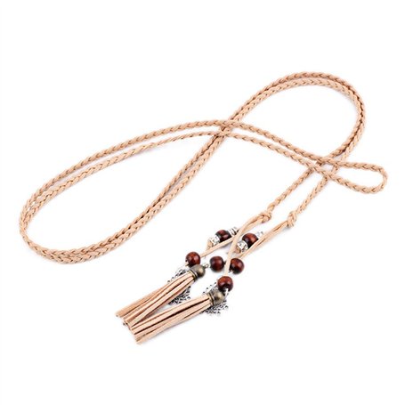 BYFRI Taille Femmes corde avec pompons et perles à la main Ceinture pour dames Robe
