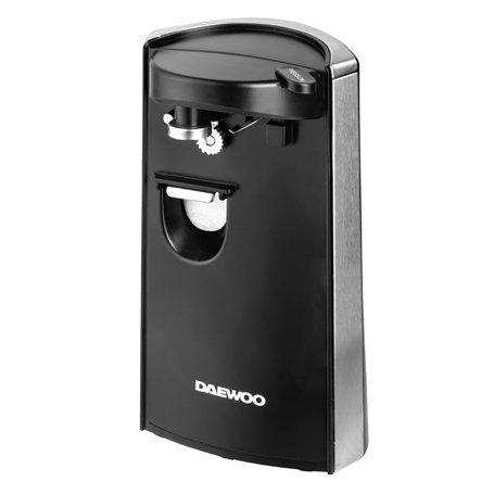Daewoo Ouvre-boîte électrique SDA2313 - Multifonction - Aiguiseur de couteaux - Ouvre-bouteille - Mains libres - 60 W - Noir et