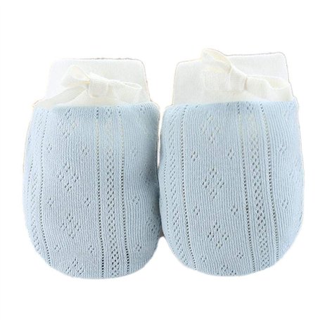 Gants De Coton Nouveau-né Moufles Gratter Protection Du Visage Anti Scratching Gant Pour 0-6 Mois Bébé Garçons Filles (bleu)